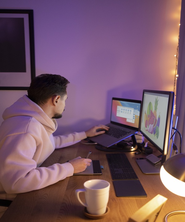 adult person working late night from home (1)